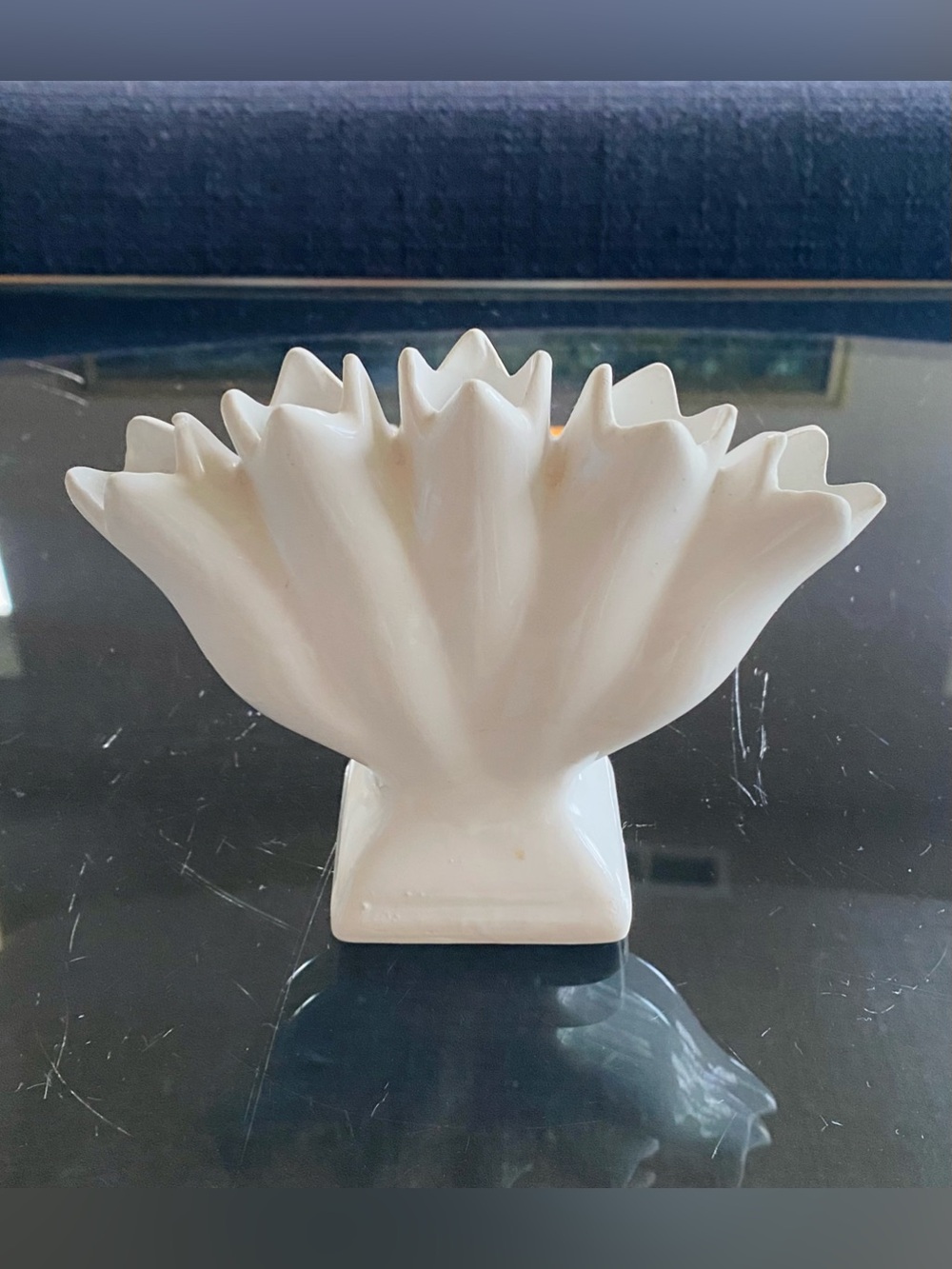 VTG ELPA Alcobaca White 5-Finger Scalloped Tulipiere Bud Vase Portugal